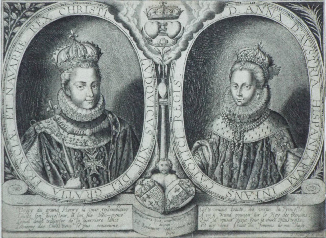 Print - Ludovicus XIII Dei Gratia Franciae et Navarrae Rex Christi. D. Anna D'Austria Hispaniarum Infans Catolici Regis. - Firens